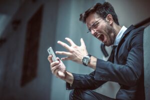 Man having an uncontrolled emotional outburst