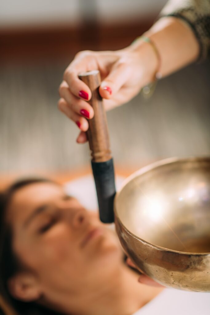 Woman using a certain type of holistic therapy
